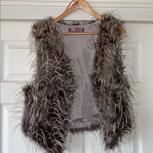 Gray Faux Fur Vest
